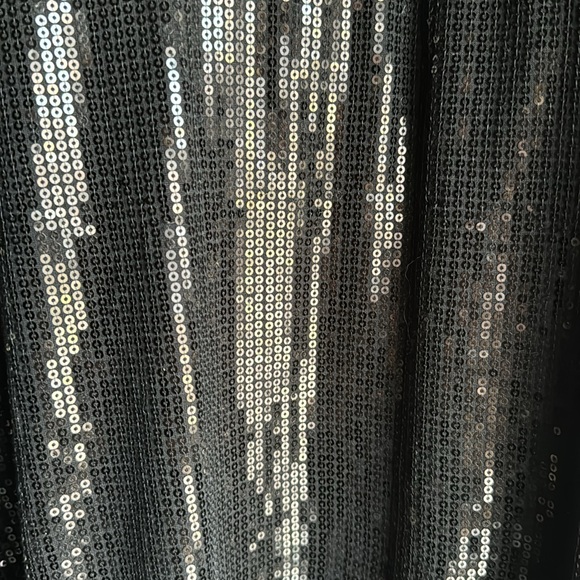 Black Sequin Long Sleeve Dress with Waist Tie - Picture 2 of 10